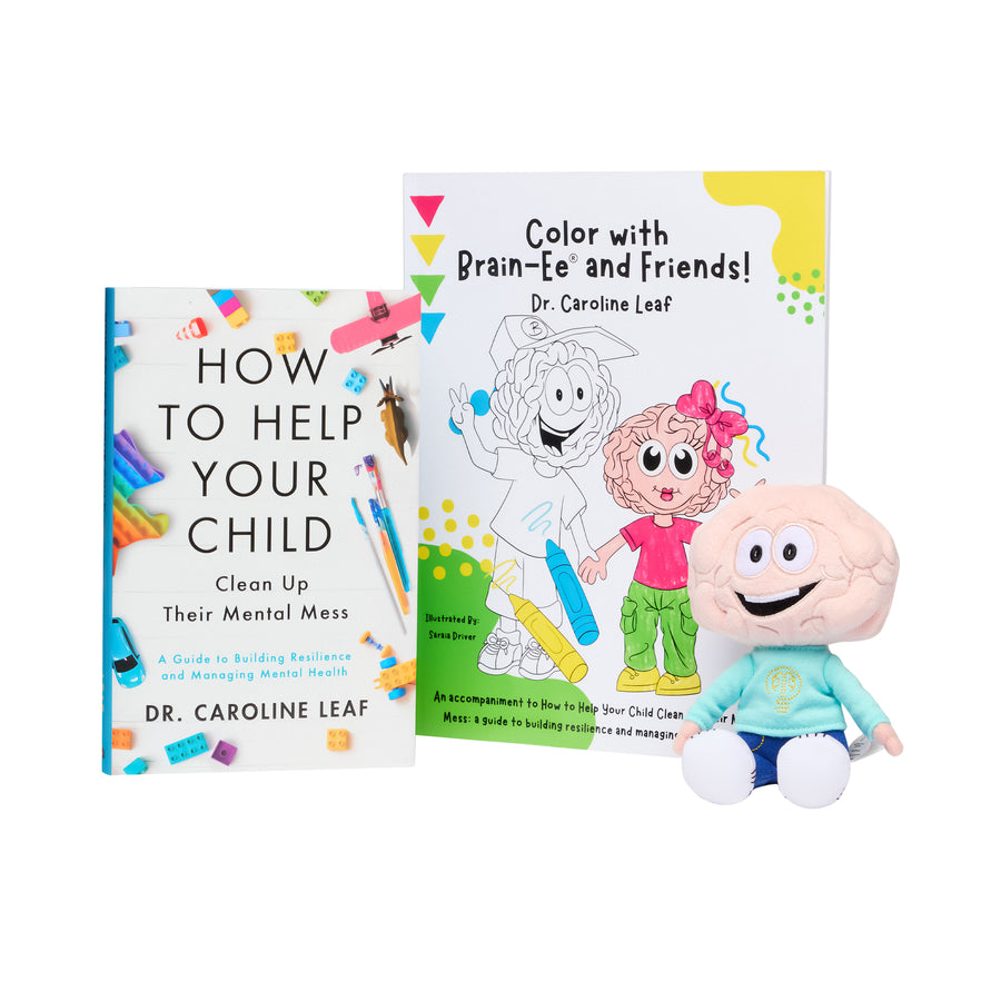 How to Help Your Child Clean Up Their Mental Mess Hardcover + Brain-ee Plush Toy + Brain-ee Coloring Book